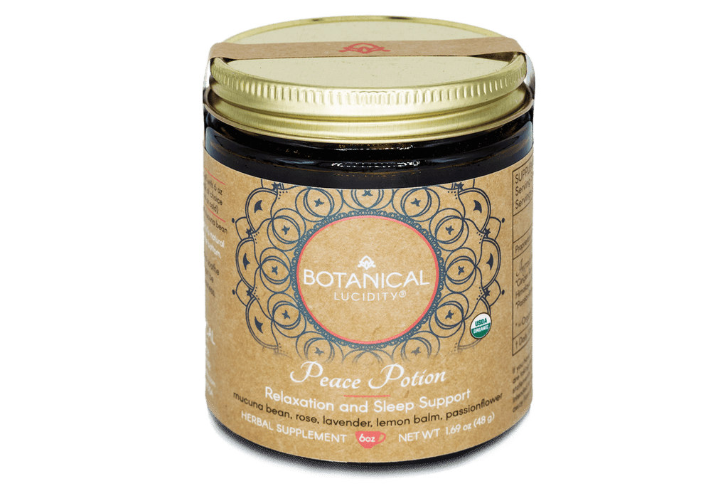 Peace Potion is a blend of medicinal herbs known as nervines, which nourish and support the nervous system. This elixir aids in countering anxiety and restlessness, promoting relaxation and a good night’s sleep. Key ingredients include lavender, lemon balm, mucuna bean, and passionflower, offering various benefits such as anxiety relief and dopamine support. Additionally, rose, vanilla, and red rooibos enhance the flavor profile while providing soothing properties.