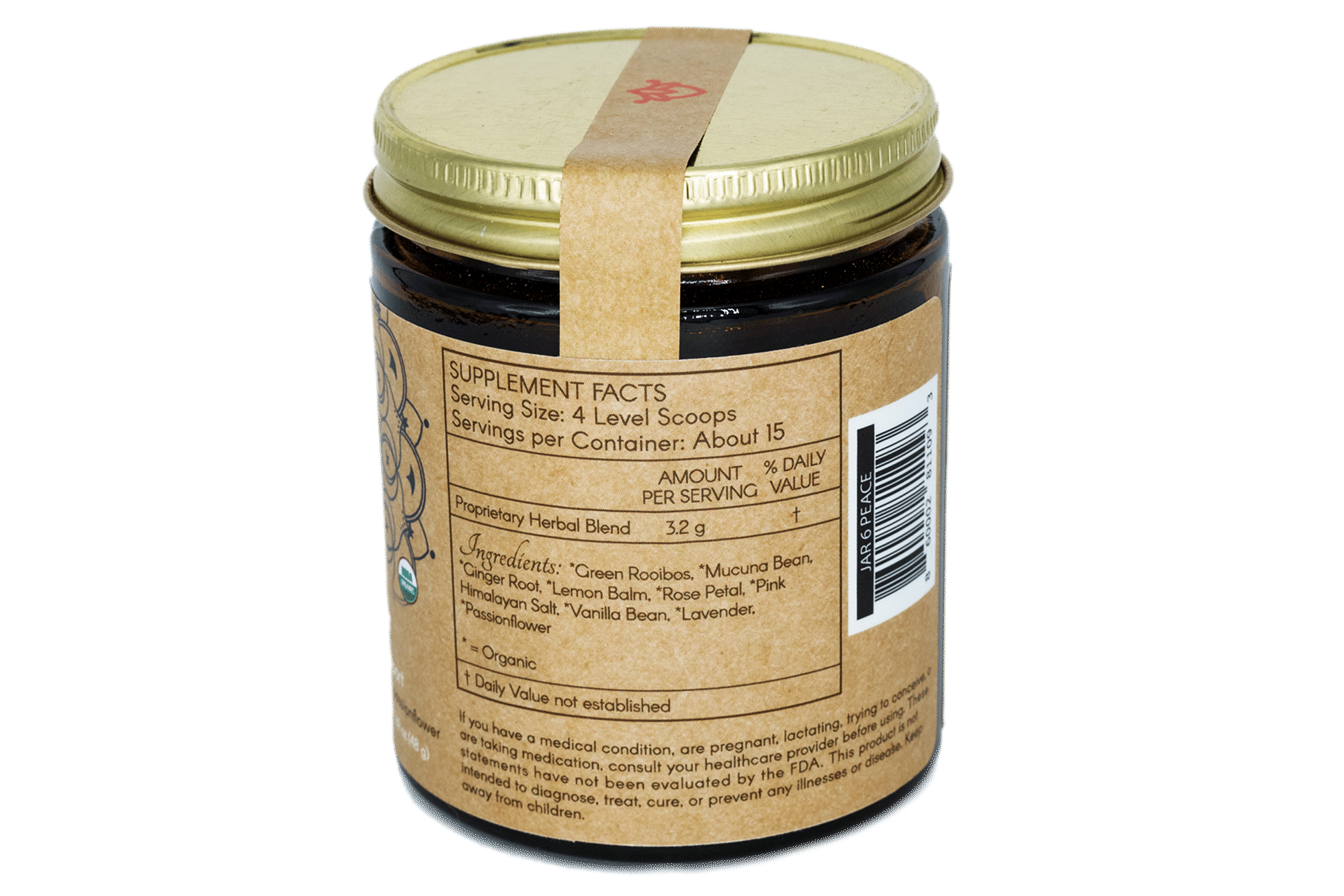 Peace Potion is a blend of medicinal herbs known as nervines, which nourish and support the nervous system. This elixir aids in countering anxiety and restlessness, promoting relaxation and a good night’s sleep. Key ingredients include lavender, lemon balm, mucuna bean, and passionflower, offering various benefits such as anxiety relief and dopamine support. Additionally, rose, vanilla, and red rooibos enhance the flavor profile while providing soothing properties.