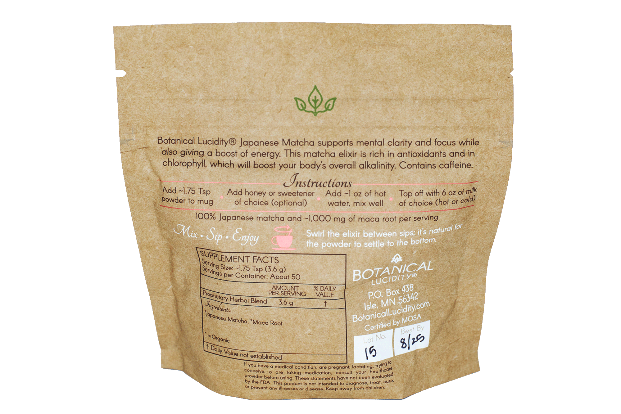 Japanese Matcha elixir provides a smooth energy boost and enhances mental clarity and focus. Our organic, ceremonial-grade matcha is ideal for morning or afternoon consumption, offering gentle energy and increased productivity. With the addition of maca root, known for its creamy/nutty taste and adaptogenic properties, our blend combats chronic fatigue and promotes energy balance. The synergy between matcha and maca creates a harmonious blend, both energizing and supportive to overall health.